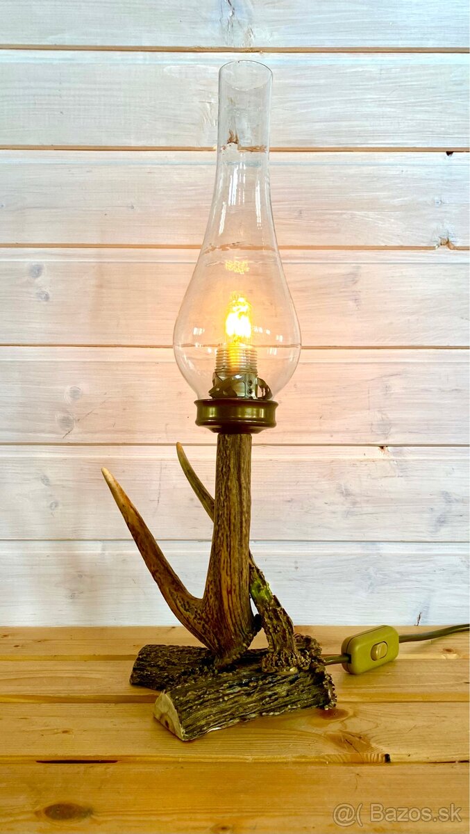 Stará stolní lampička z paroží - 3