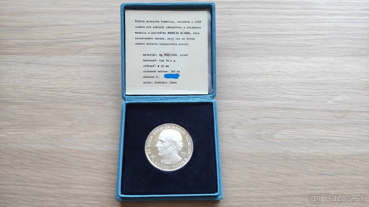 Medaila - D.Zobek - Andrej Hlinka - 3