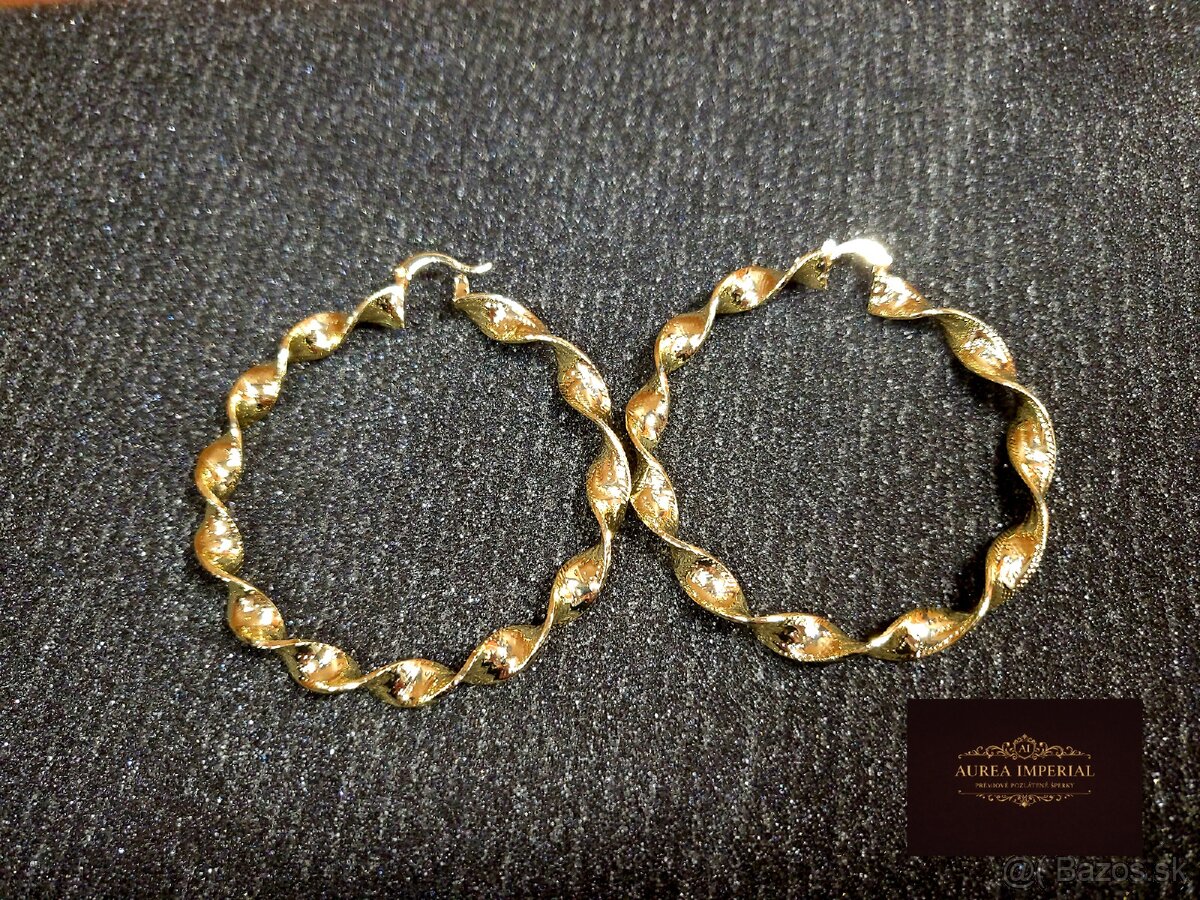 Krásne pozlatené Náušnice 14K 6cm - 3