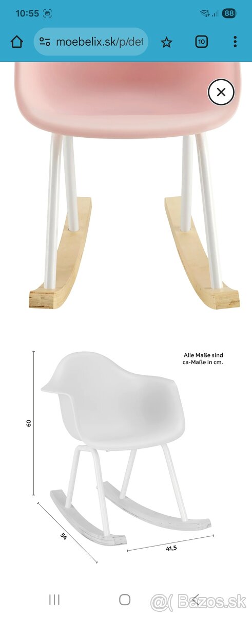 Detske ruzove hojdacie kreslo - 3