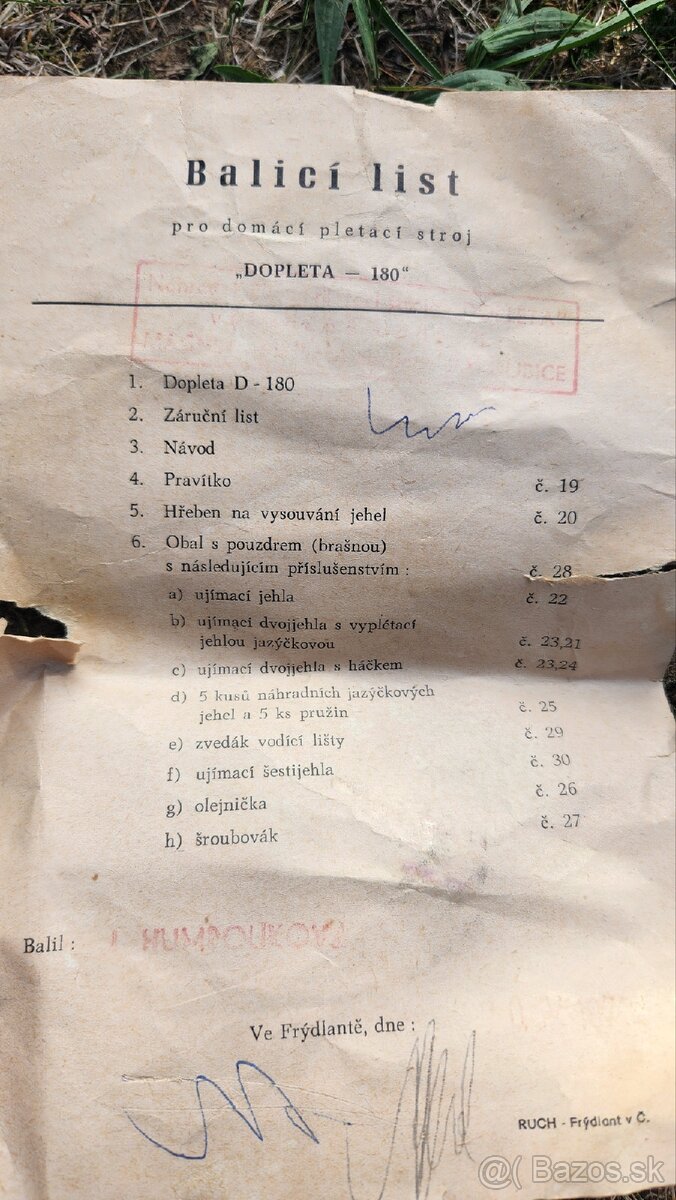 Predám ručný pletací stroj Doplňte 180 - 3