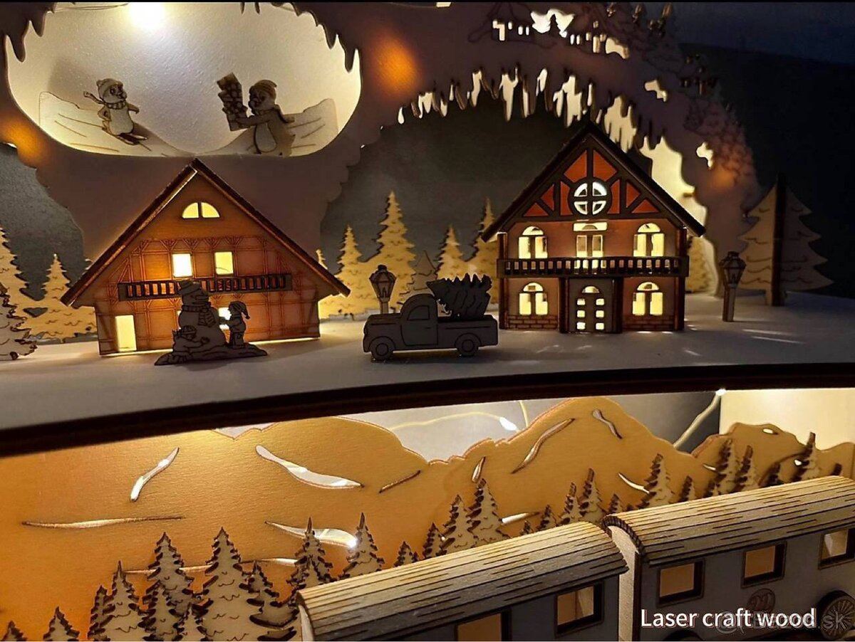 Vianočna dedina Betlehem Drevený vianočný - 3