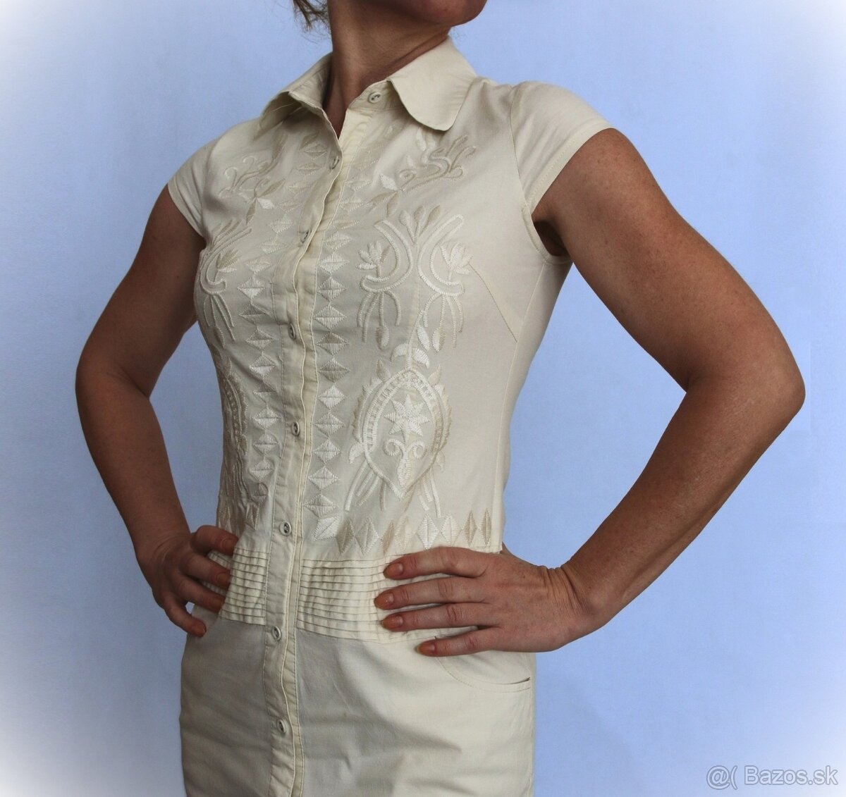 Letné bavlnené šaty s výšivkou Love Me veľ. 36 - 3