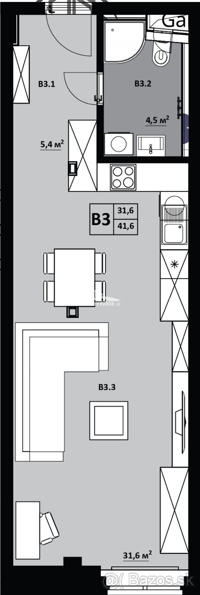 1 izbový byt KVP Grunt č. 3 - 3