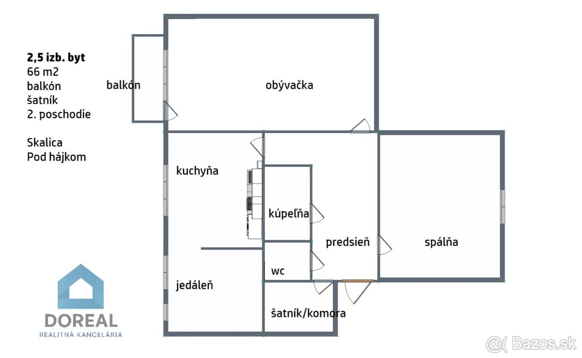 PRIESTRANNÝ 2,5 IZBOVÝ BYT •(66m) • Pod Hájkom, Skalica - 3
