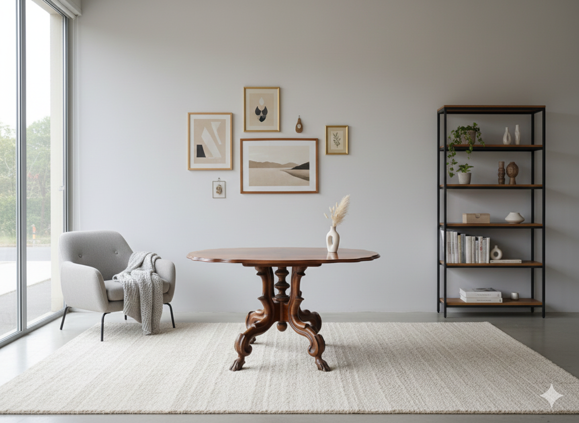 Krásny starožitný drevený stôl - A - 3