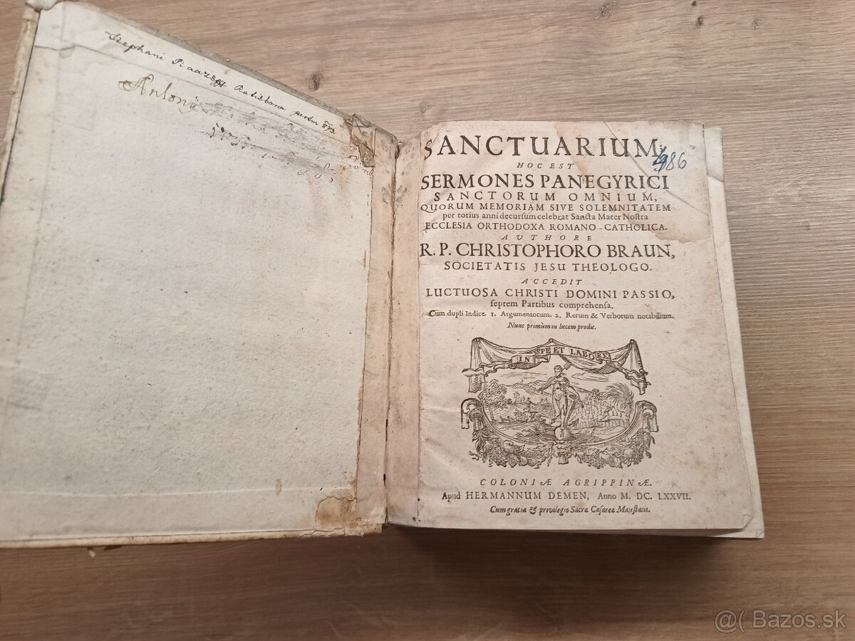 Starožitná latinská kniha 1677 pergamenová väzba - 3