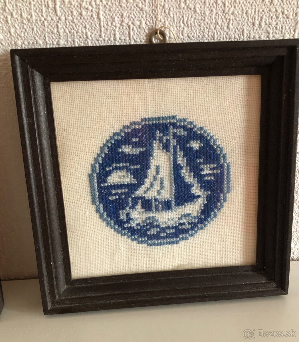 Vyšívané obrázky v drevenom ráme - 3