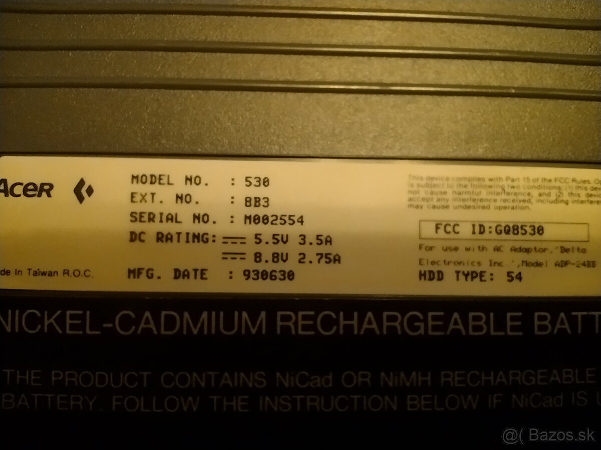 Predám retro notebook Acer 530 - 3