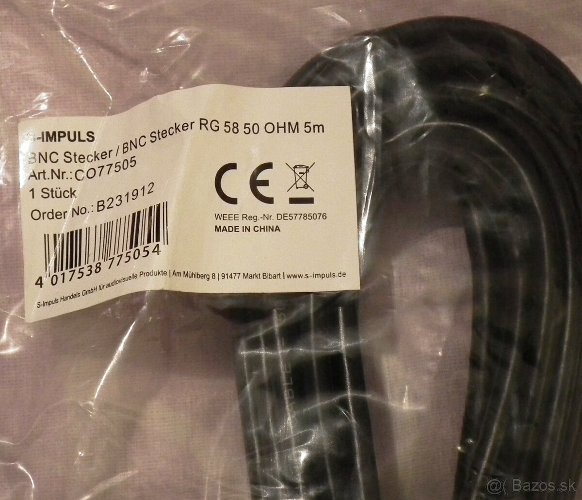 Predam Kable antenne BNC 50 Ohm, - 3