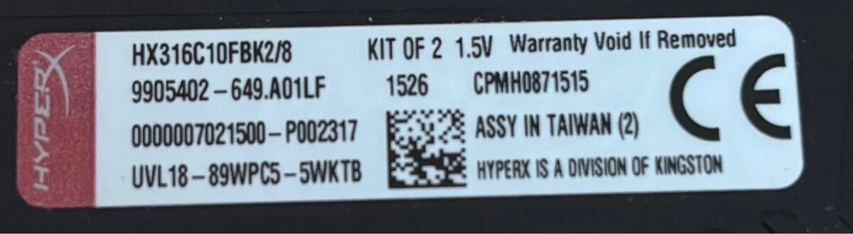 DDR3 Kingston Fury 2x4GB kit - 3