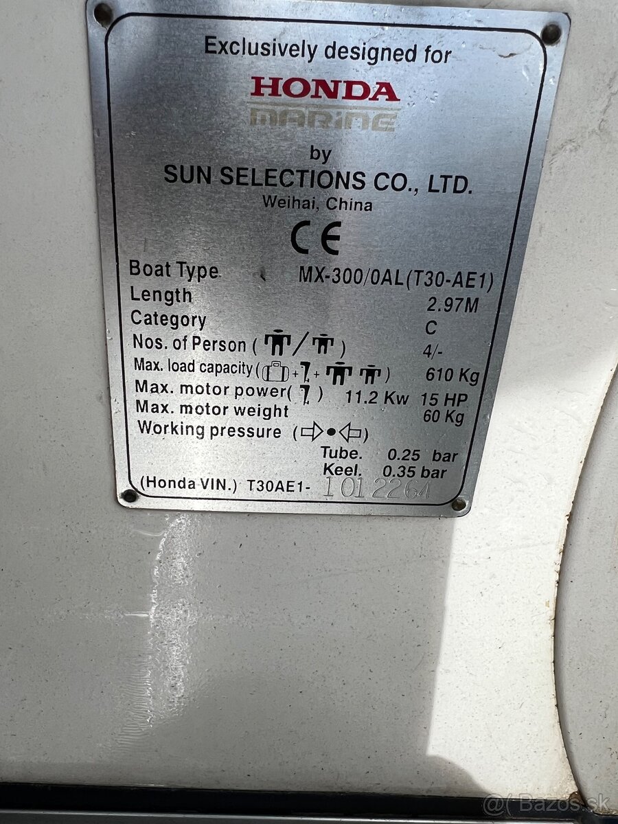 Nafukovací čln Honda a motor Honda 5 Hp - 3