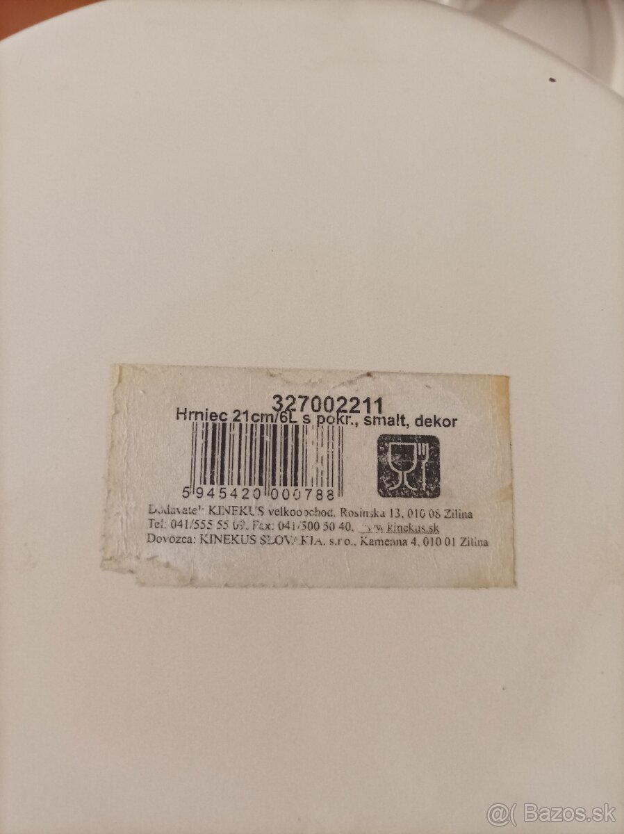 Hrniec smalt + pokr. 21cm/6L dekor Vtáčik KLC - 3