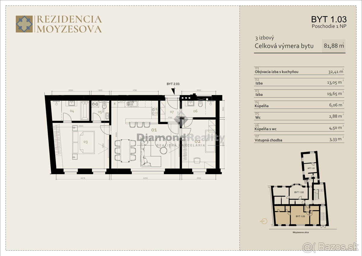 REZIDENCIA MOYZESOVA | 3 IZBOVÝ BYT DOKONČENÝ V ŠTANDARDE | - 3