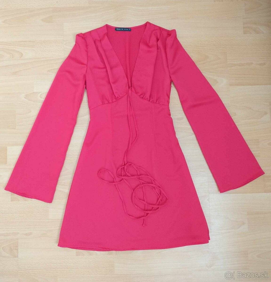 Dámske ružové/bordové šaty A strihu s dlhým rukávom (Mohito) - 3