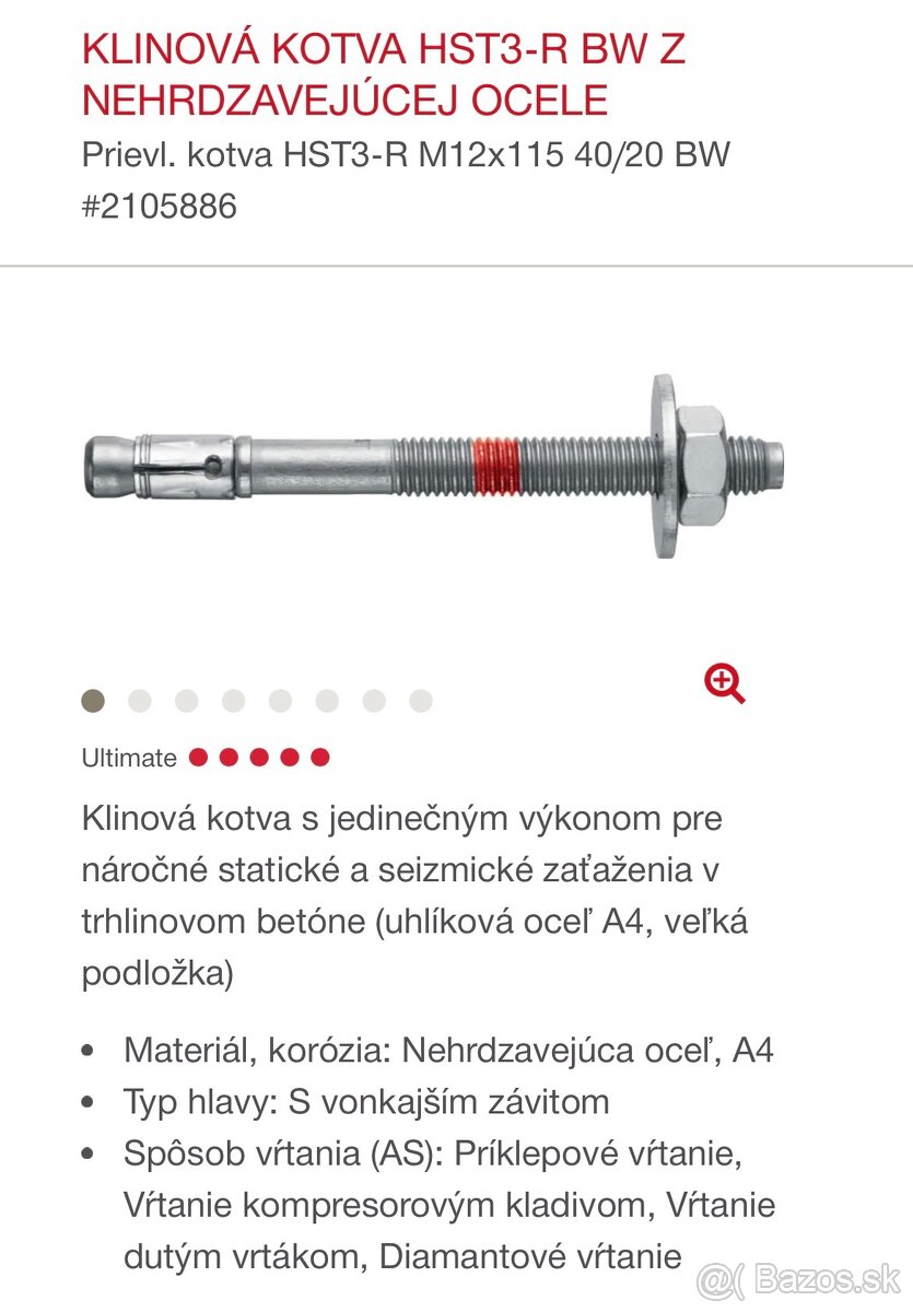 Expanzna / Klinova kotva Hilti HST3/ kotva do betonu - 3