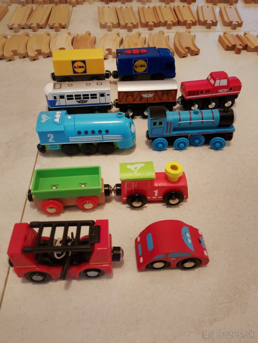 Drevené koľajnice 100ks sada vláčikov - 3