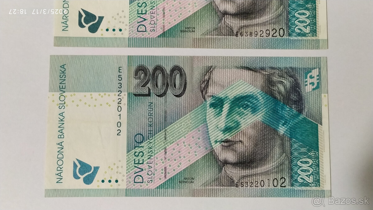 Bankovky 200Sk s. E 2002 - 3