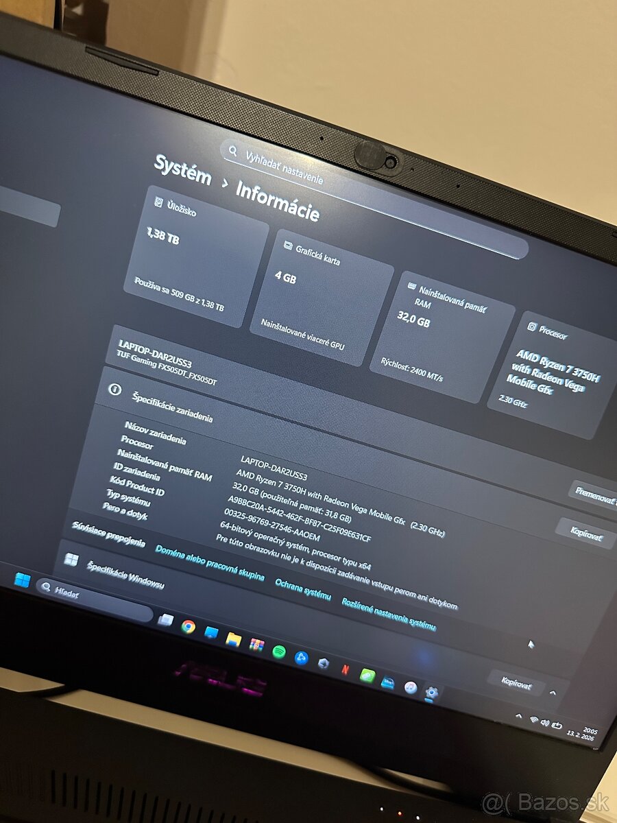 ASUS TUF Gaming FX505DT – výkonný herný notebook - 3