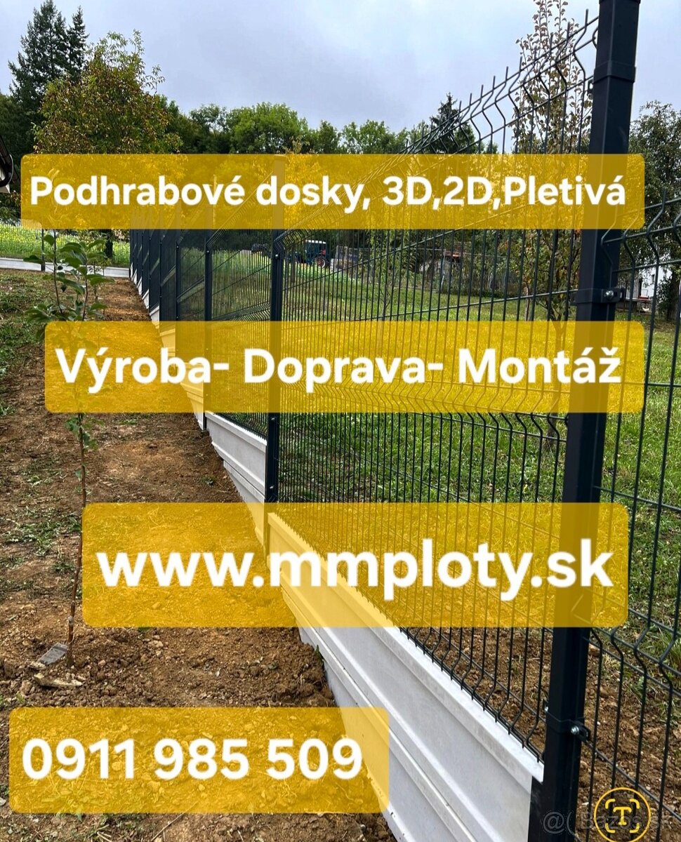 Betonovy plot , podhrabové dosky 3d,2d montáž - 3