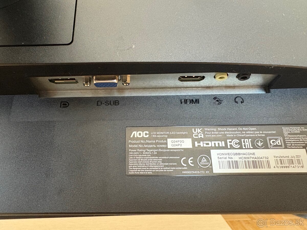 Monitor AOC Q24P2Q2 - QHD - 2560 × 1440 - 3