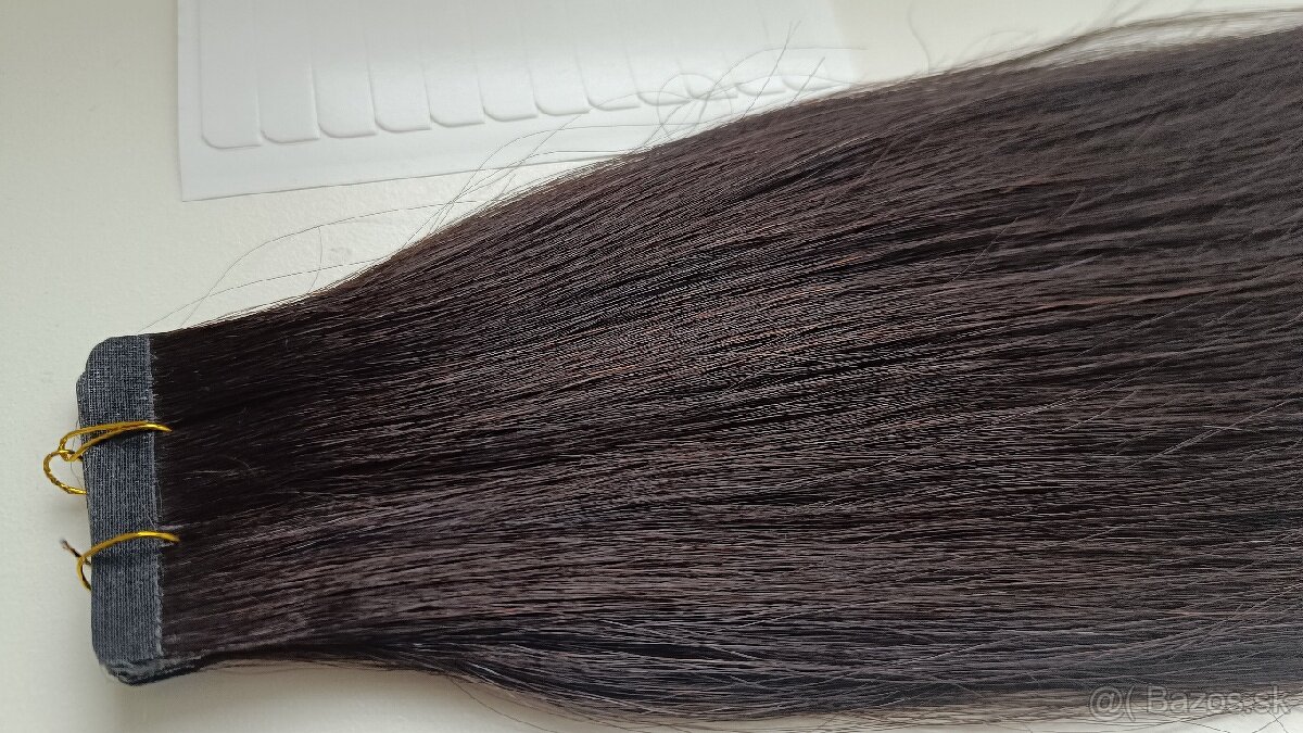 PRAVÉ VLASY predĺženie, príčesok hnedé + náhradné pásky - 3