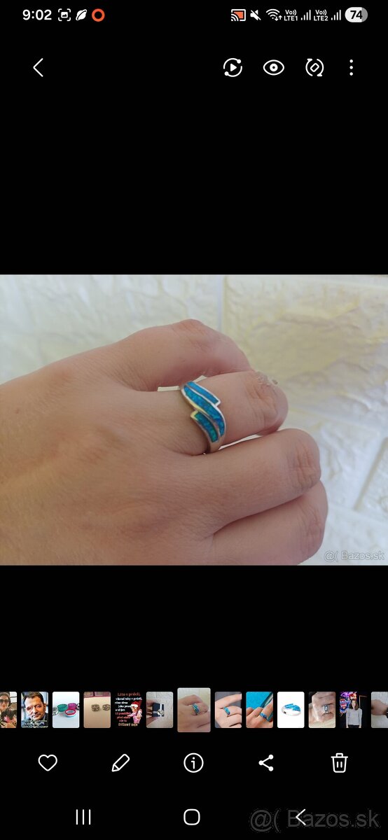 Strieborný opálový prsteň v.55 - 3