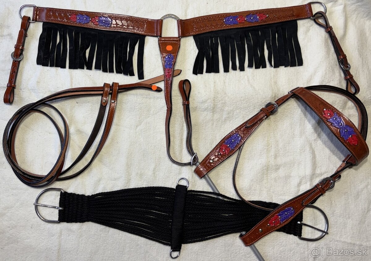 Westernový sedlový komplet hnědý barevný - 3
