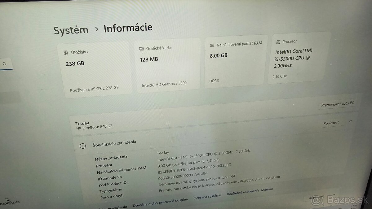 HP Elitebook 840 - intel i5, ram 8GB, ssd 256GB - 3