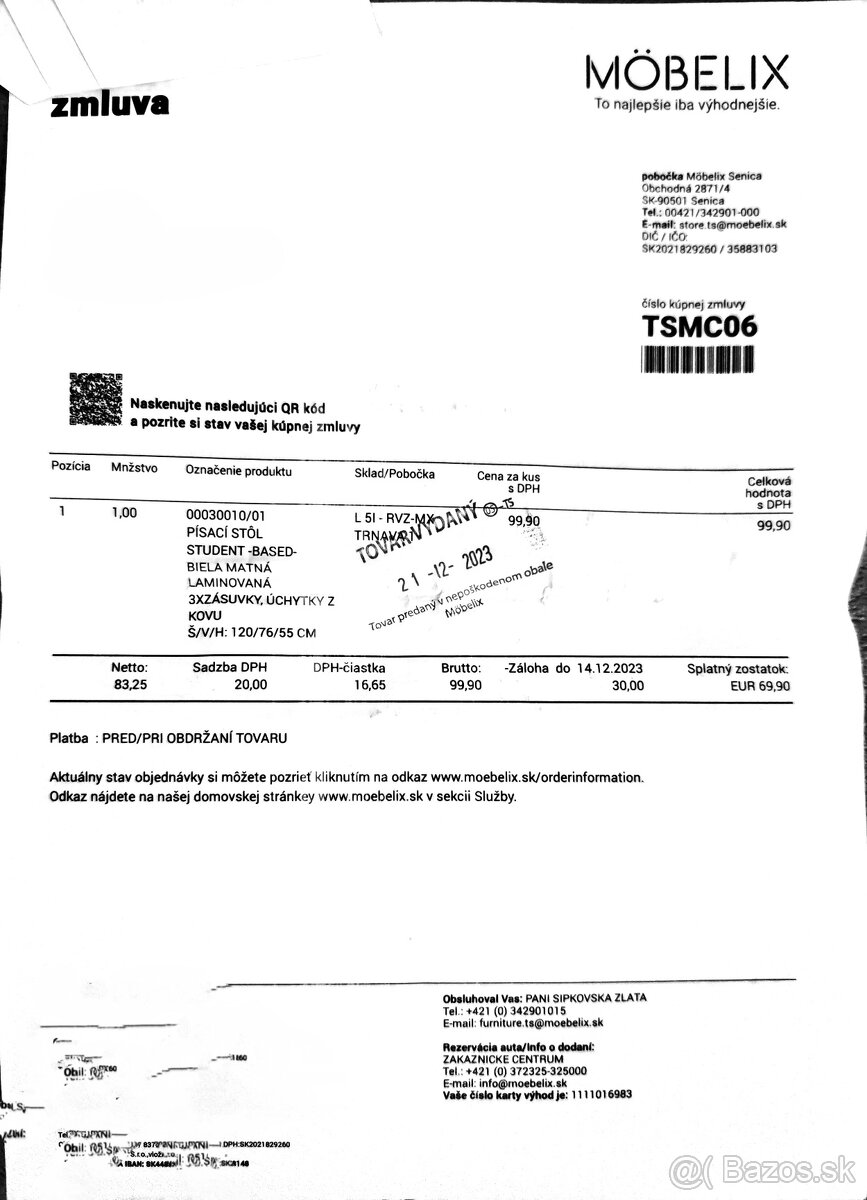 Písací stôl Student based biely + stolička - 3