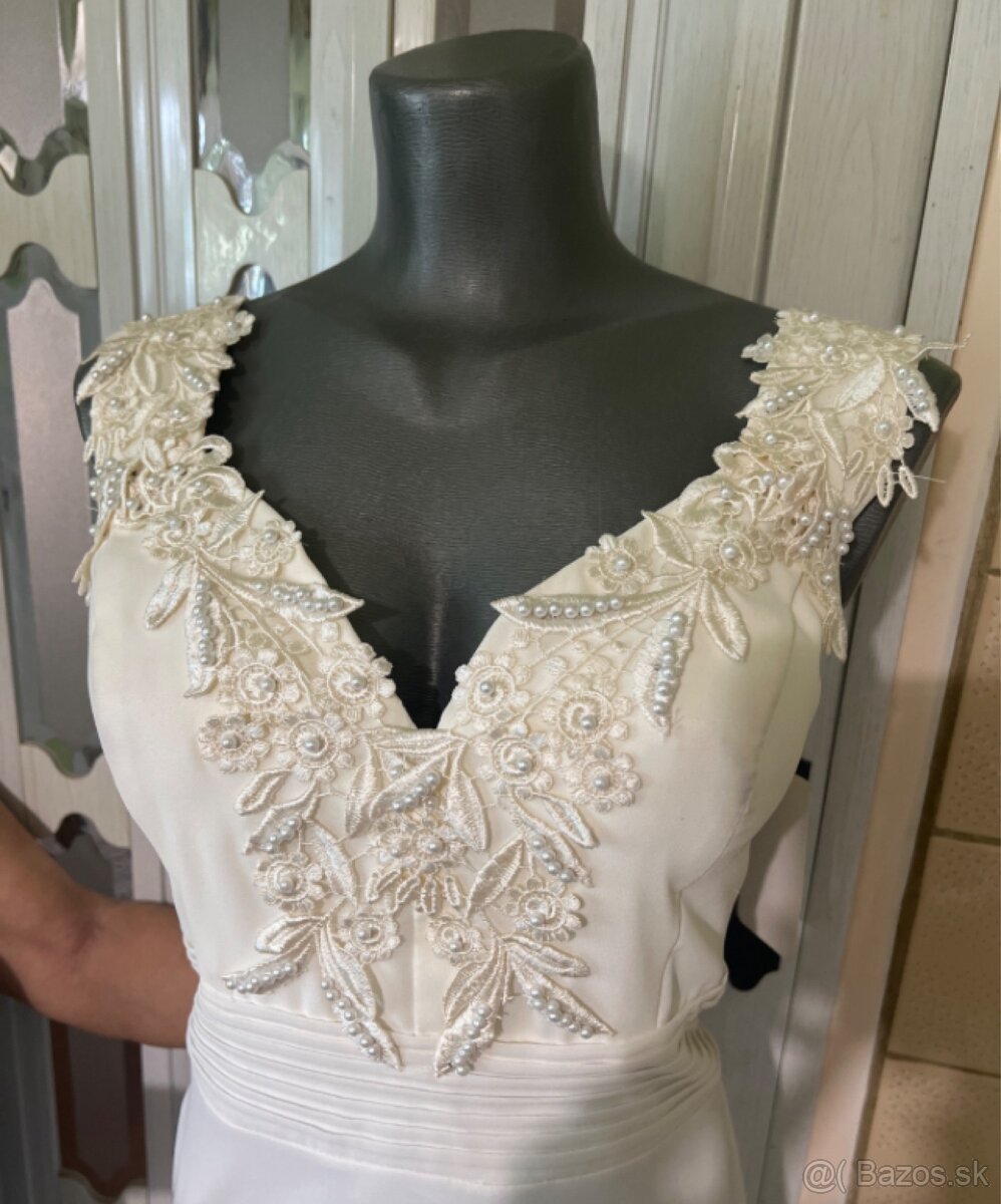 svadobné šaty S/M - farba Ivory - 3