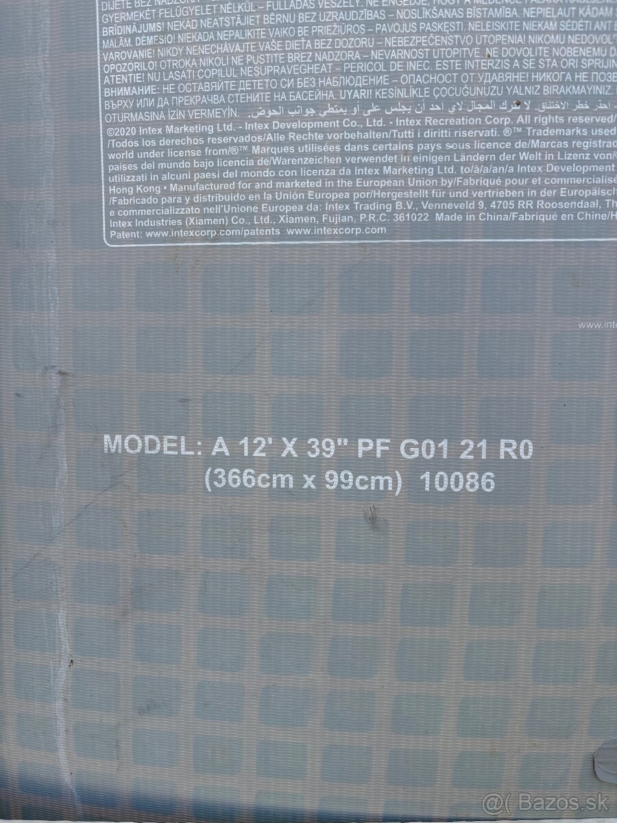 Bazén 3,6m x 1m s filtráciou, vysávačom, plachtou... - 3