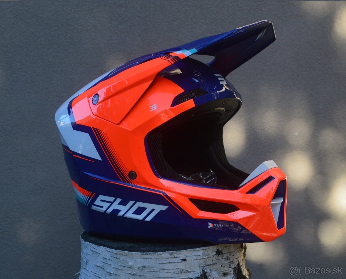 Oranžová modrá helma prilba okuliare shot MIPS - 3
