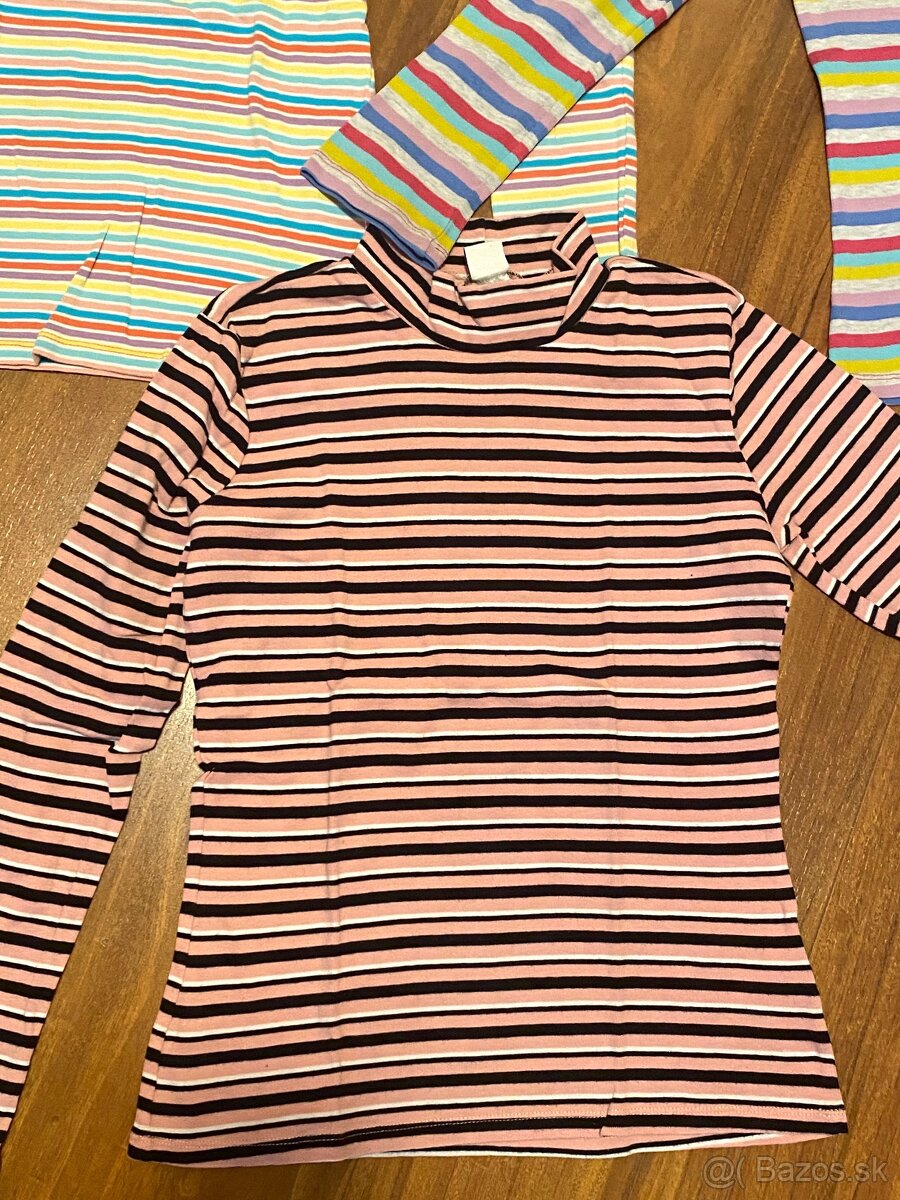 3 pruhované tričká v. 146-152 cm - 3