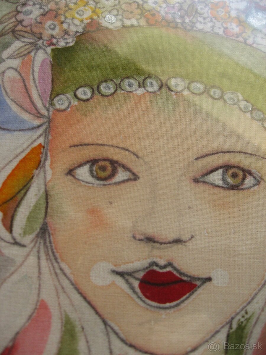 "Môj vienok zelený" - batika na plátne - 3