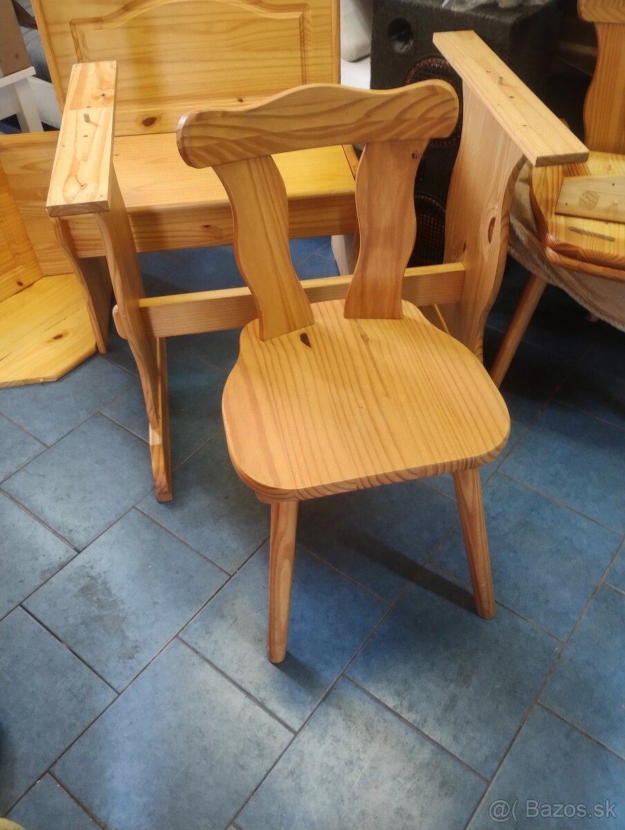 Drevená rohová jedálenská lavica stôl+stolicky - 3