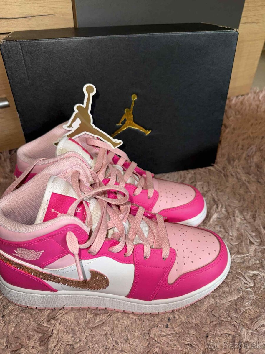 Nike Air Jordan 1 Mid GS Pink original swarovski kozene - 3
