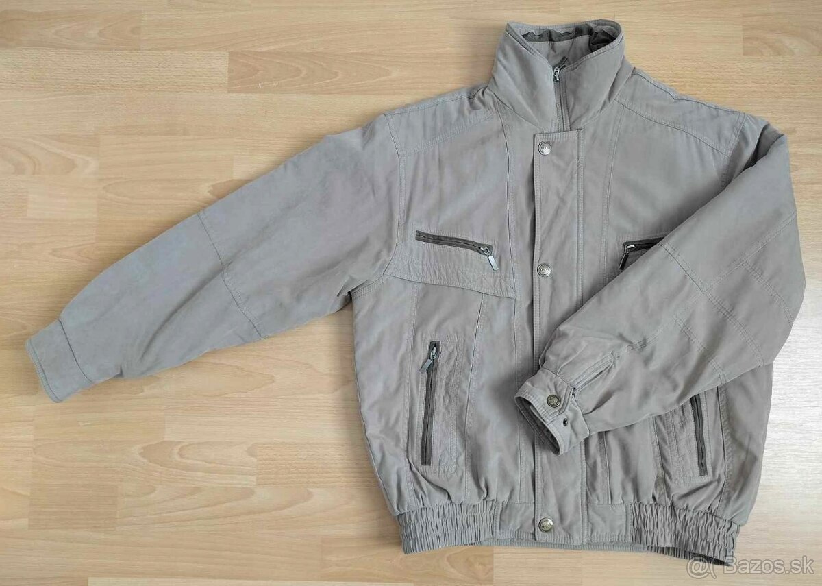 Mužská hnedá, krémová, béžová bombera, vetrovka - 3