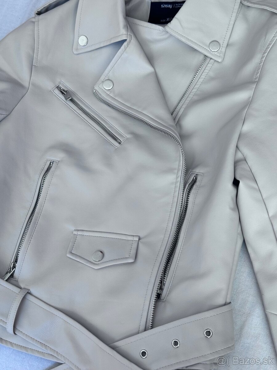 biela kožená bunda Sinsay - 3