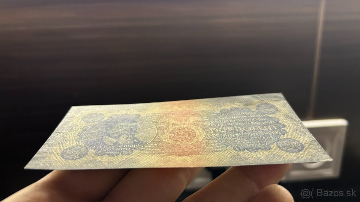 Bankovky 1.ČSR 5 korun 1921 Komenský - 3