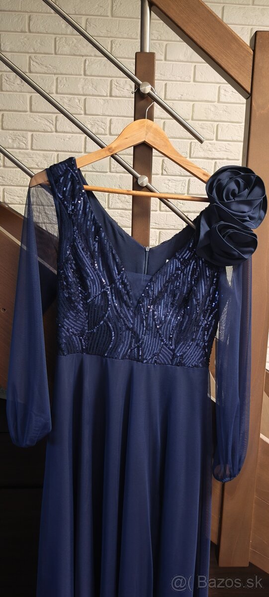 Tmavomodré spoločenské šaty - 3