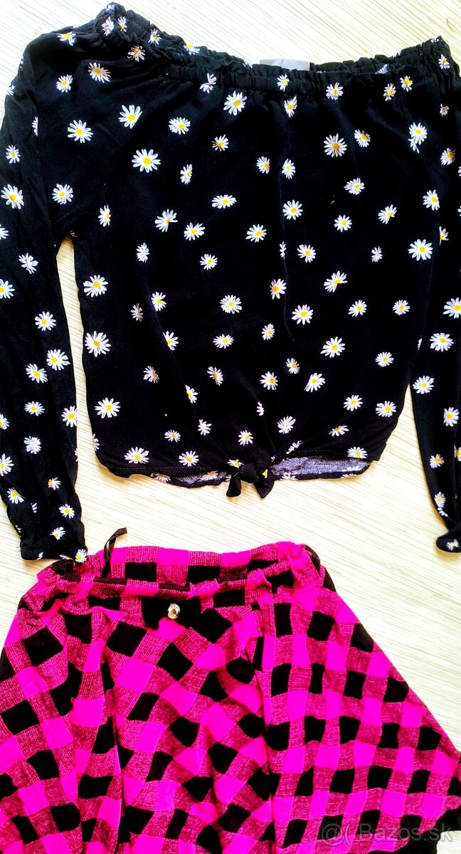 KRÁSNA slávnostná HRUBŠIA SUKŇA ako NOVÁ + TOP č. 146-152 - 3