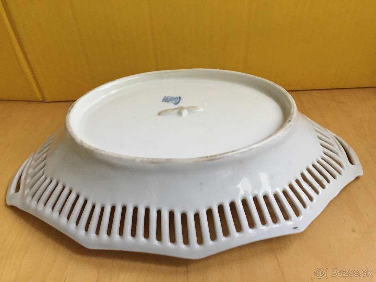 Starozitny vintage antik prerezavany kosik misa tacka motiv - 3