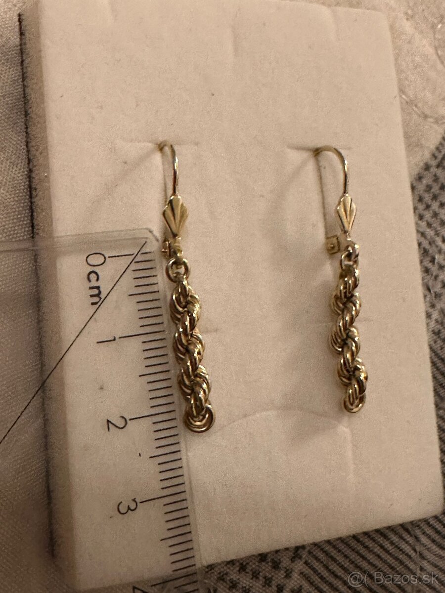 dámske zlaté visiace náušnice 14 kt zlato - 3