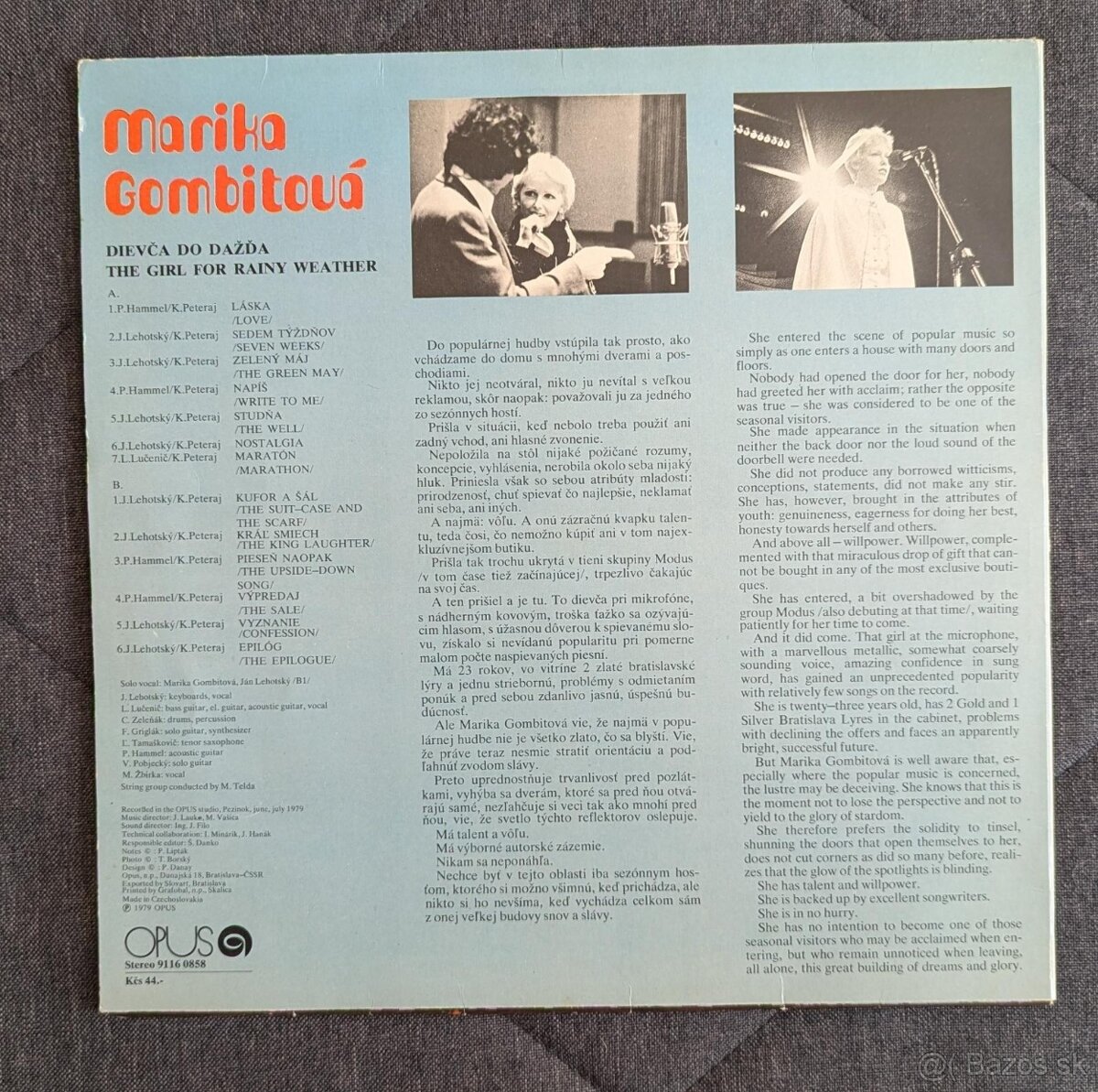 Dievča do dažďa Marika Gombitová LP 1982 OPUS EX- - 3