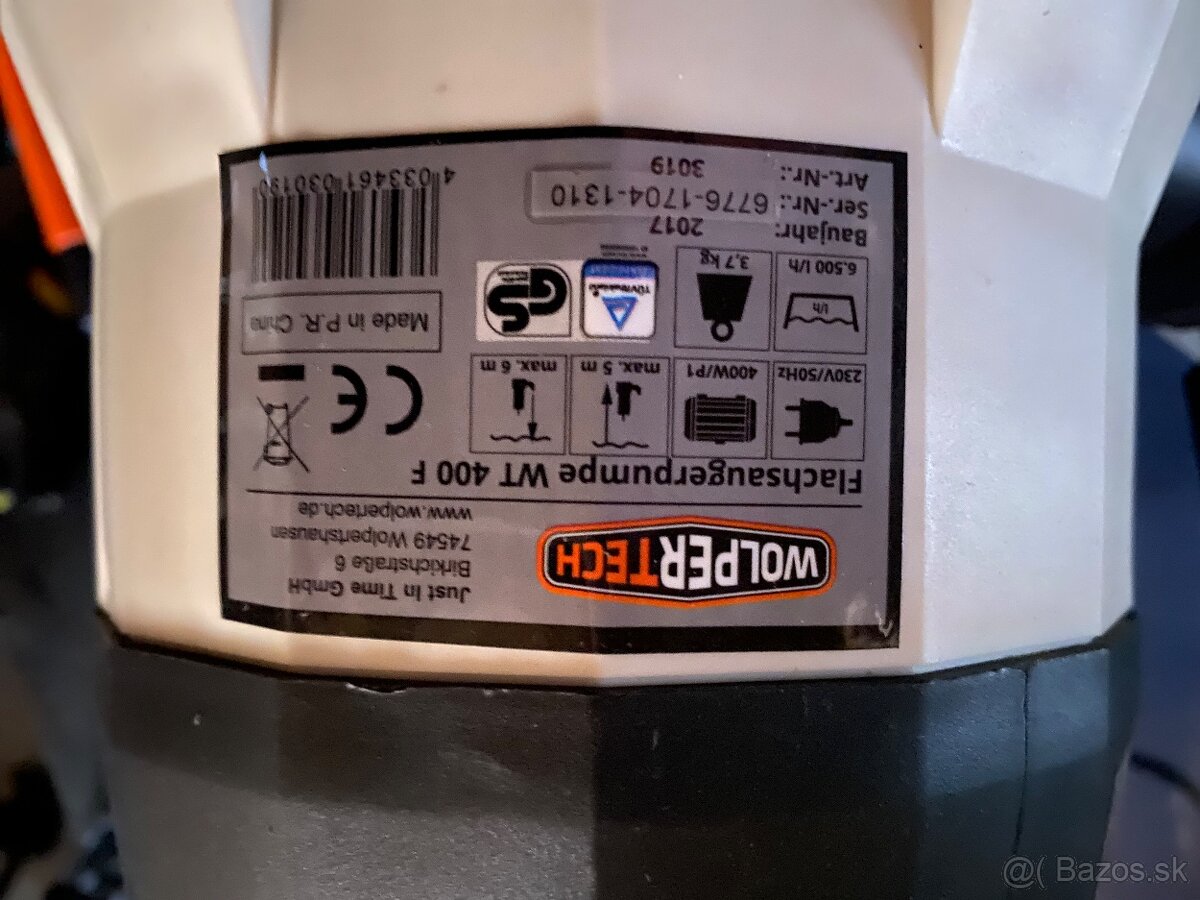 Kalove cerpadlo - Wolpertech WT 400 F - 3