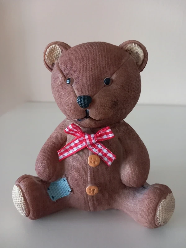 Starý keramický sediaci medvedík 12x10x7 cm - 3