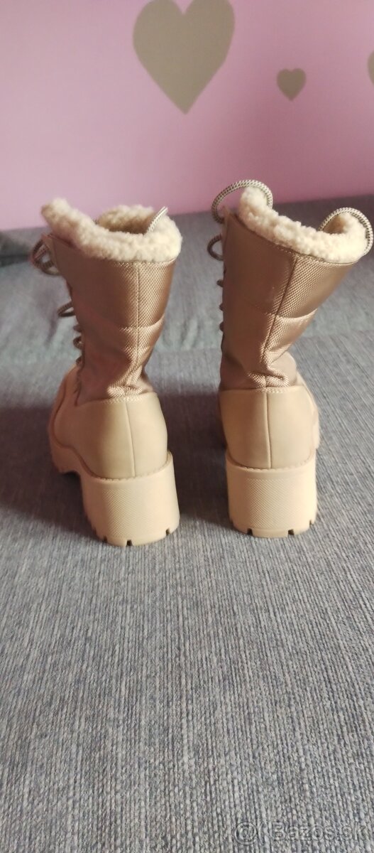 Béžové dámske zimné zateplené topánky - 3