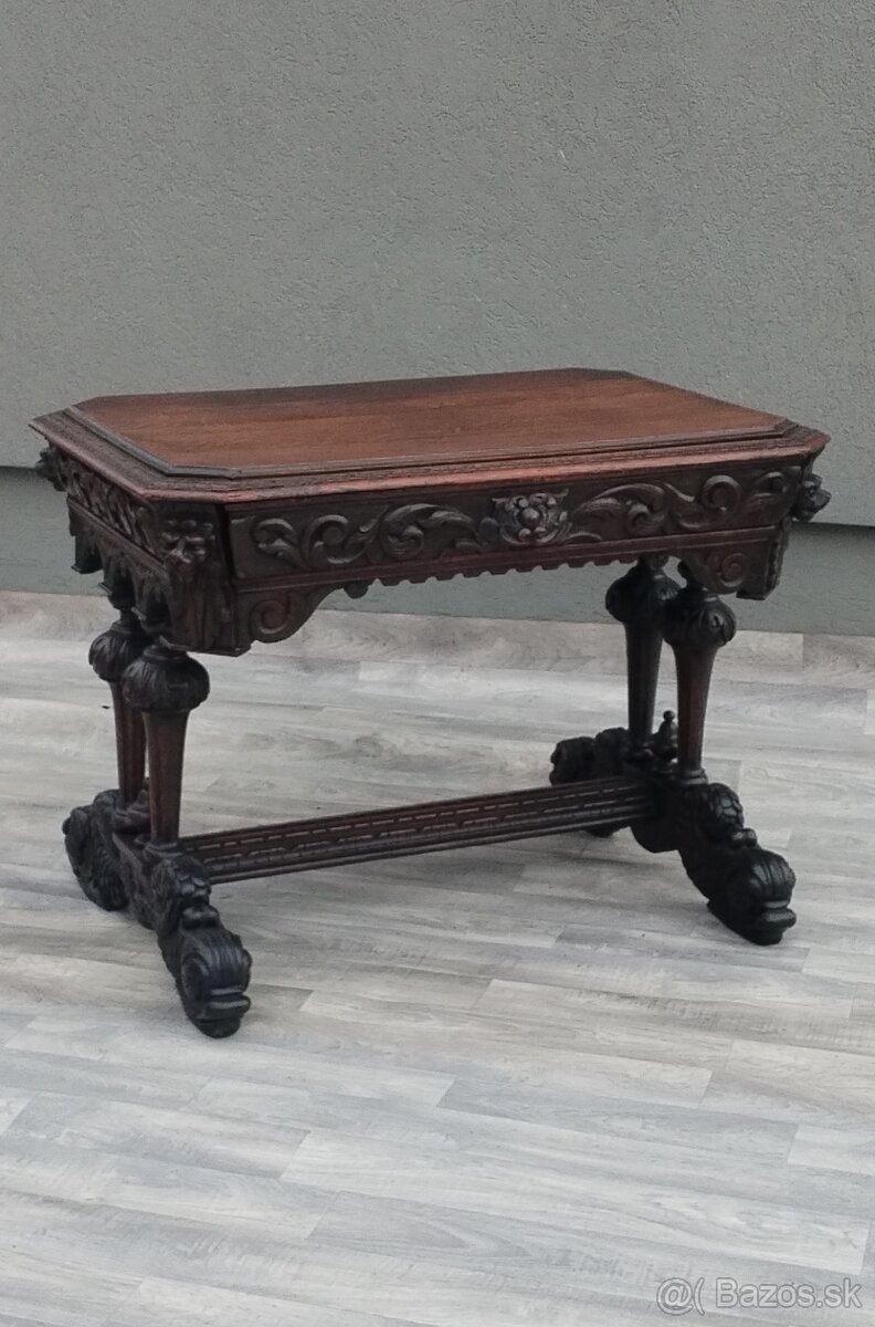 Stôl starožitný neorenesančný. - 3