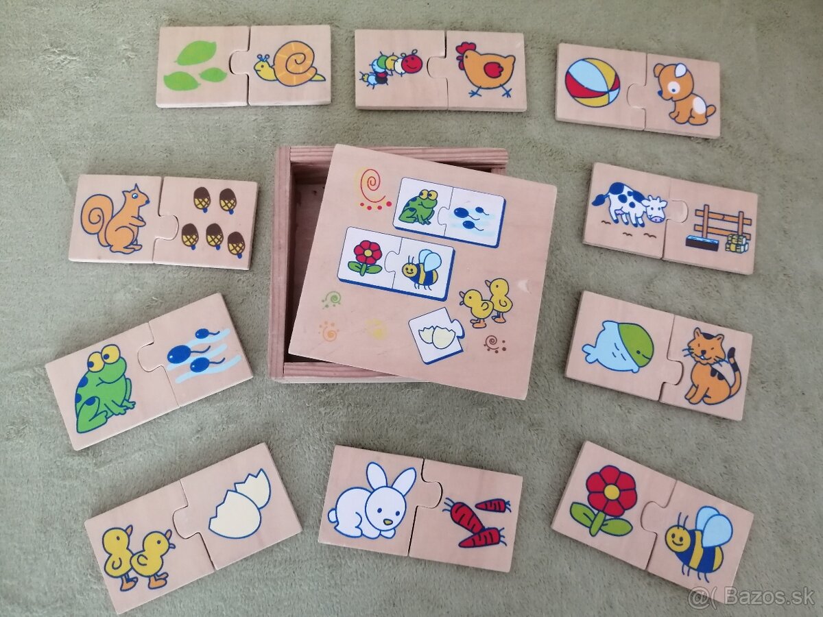 Drevené pexeso a 2 dielne puzzle v krabičke - 3